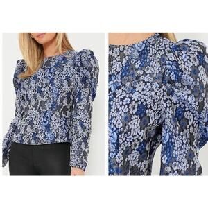 NWT Hyacinth House Tuckernuck Priscilla Jacquard Floral Puff Sleeve Top Sz Small